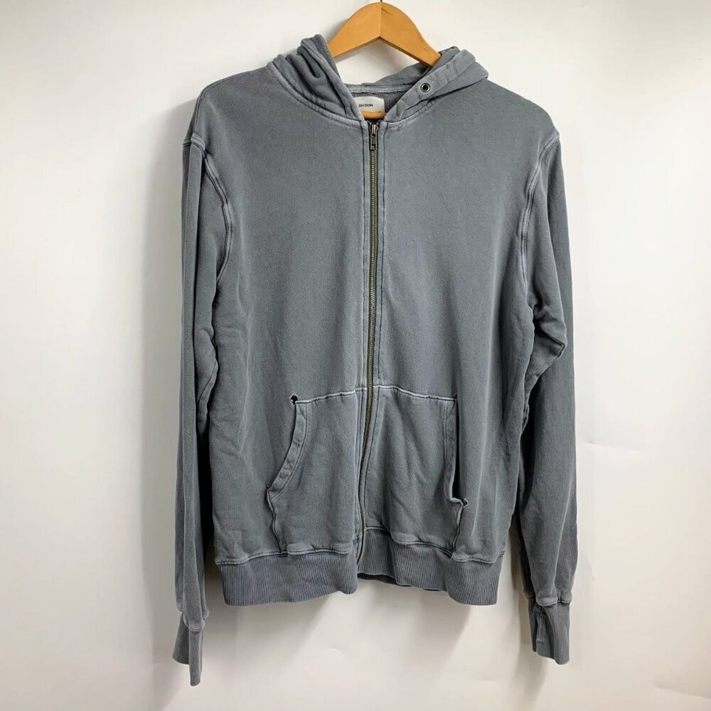 Joah Brown Women's Distressed Full Zip Made In USA Long Sleeve Cotton Hoodie OS
